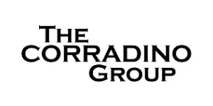 A black and white logo of the corradine group