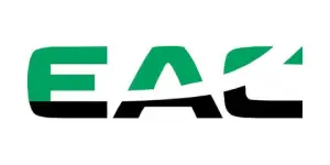 A green and black logo for east